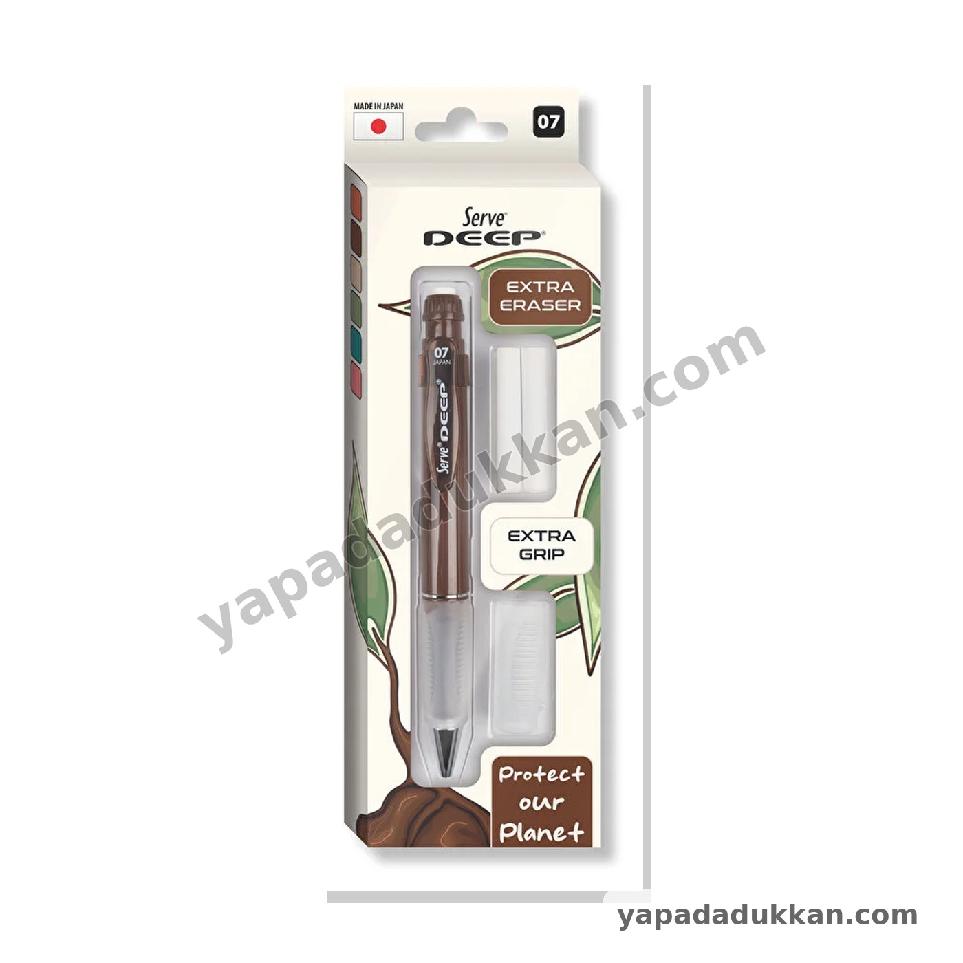 Serve Deep Toprak Tonları 0.7 mm Versatil Kalem + Grip + Silgi Yedekli 3’lü Set – Toprak Kahverengi