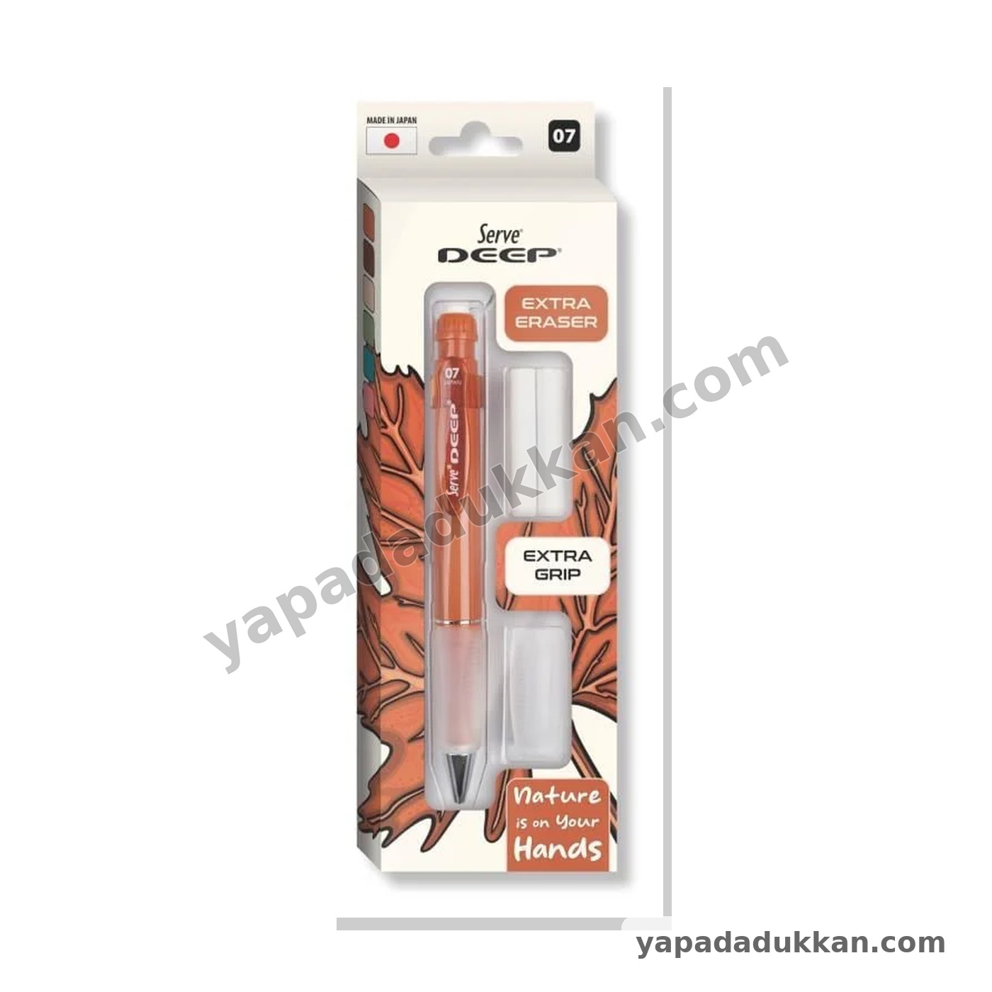Serve Deep Toprak Tonları 0.7 mm Versatil Kalem + Grip + Silgi Yedekli 3’lü Set – Kiremit