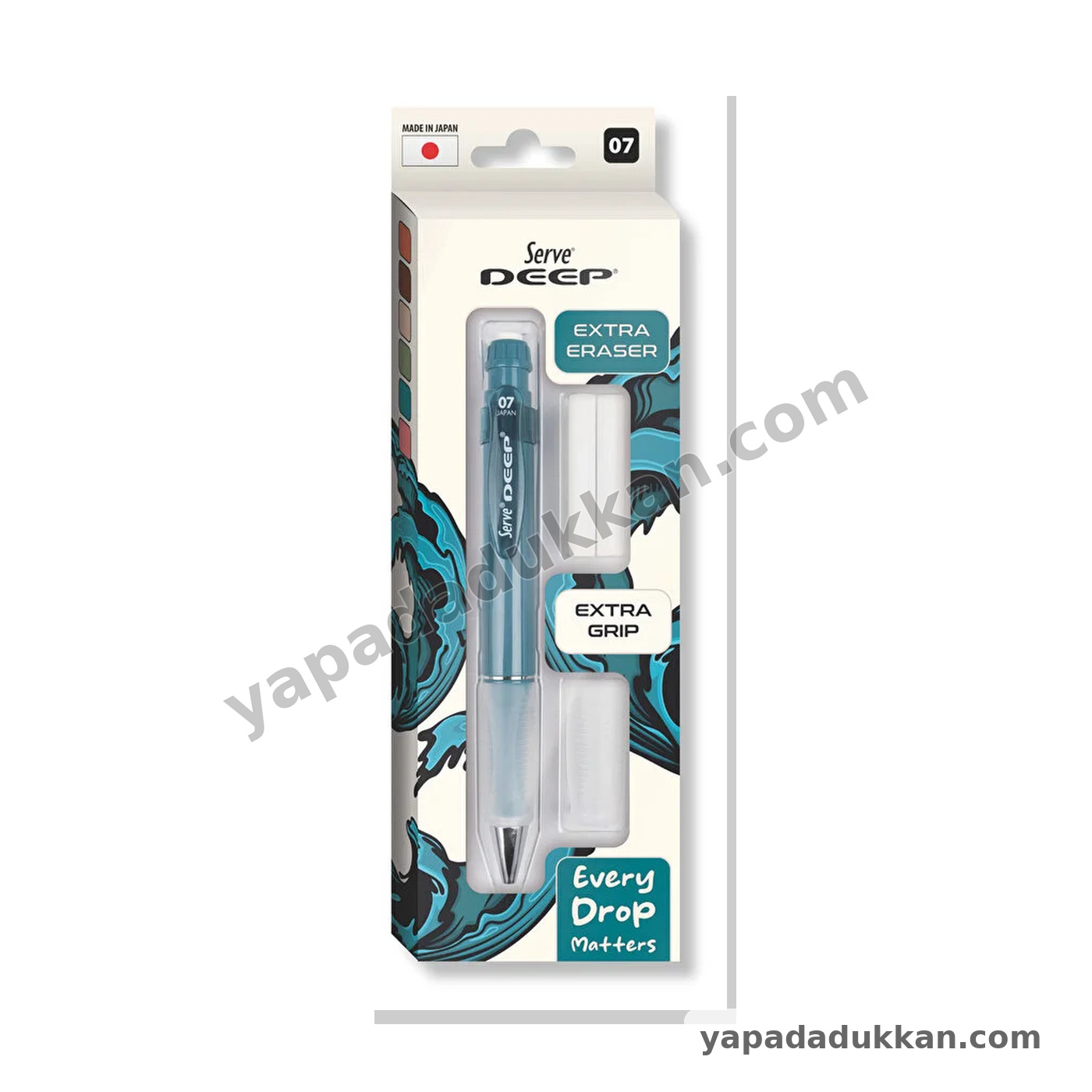 Serve Deep Toprak Tonları 0.7 mm Versatil Kalem + Grip + Silgi Yedekli 3’lü Set – Okyanus Mavisi