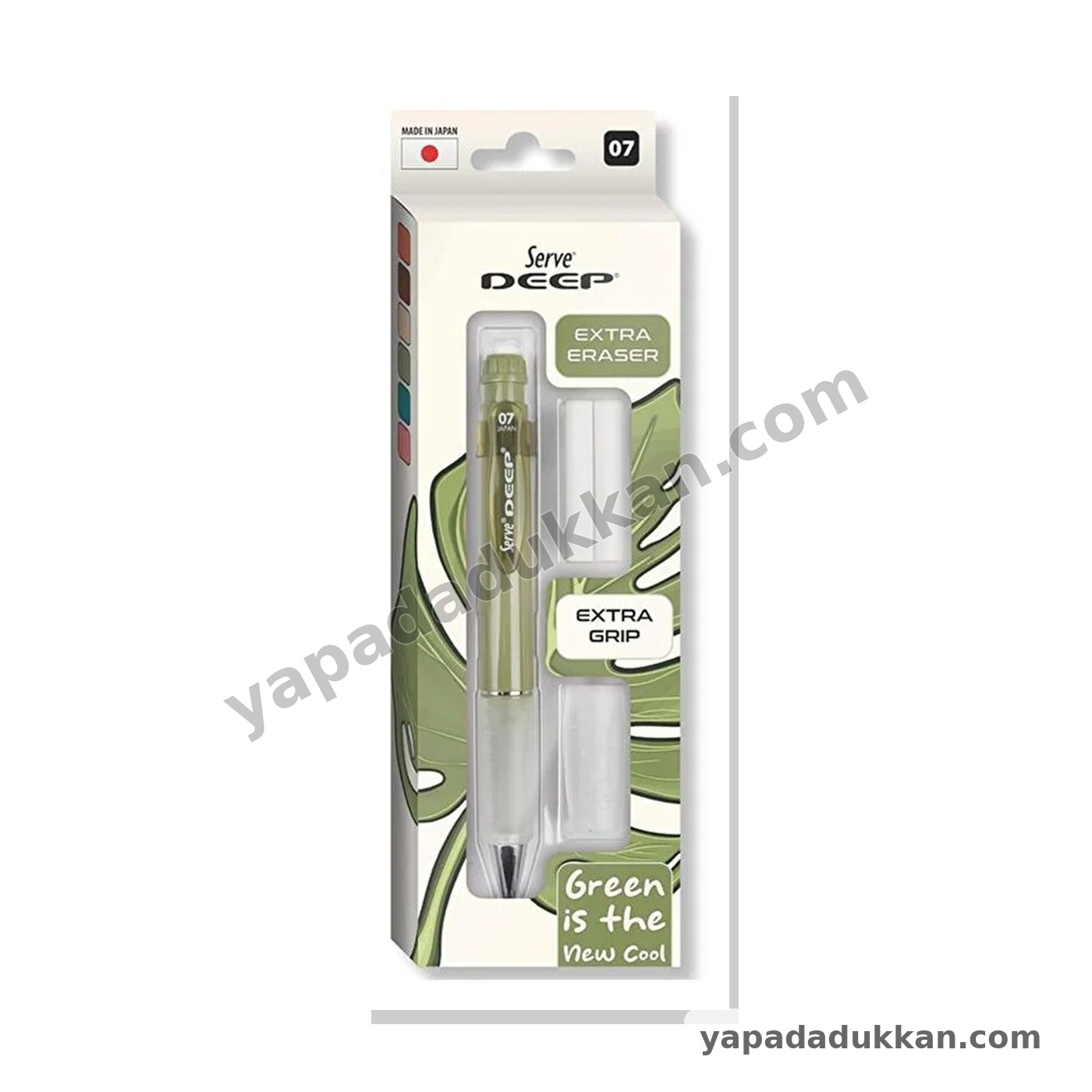 Serve Deep Toprak Tonları 0.7 mm Versatil Kalem + Grip + Silgi Yedekli 3’lü Set – Yaprak Yeşili