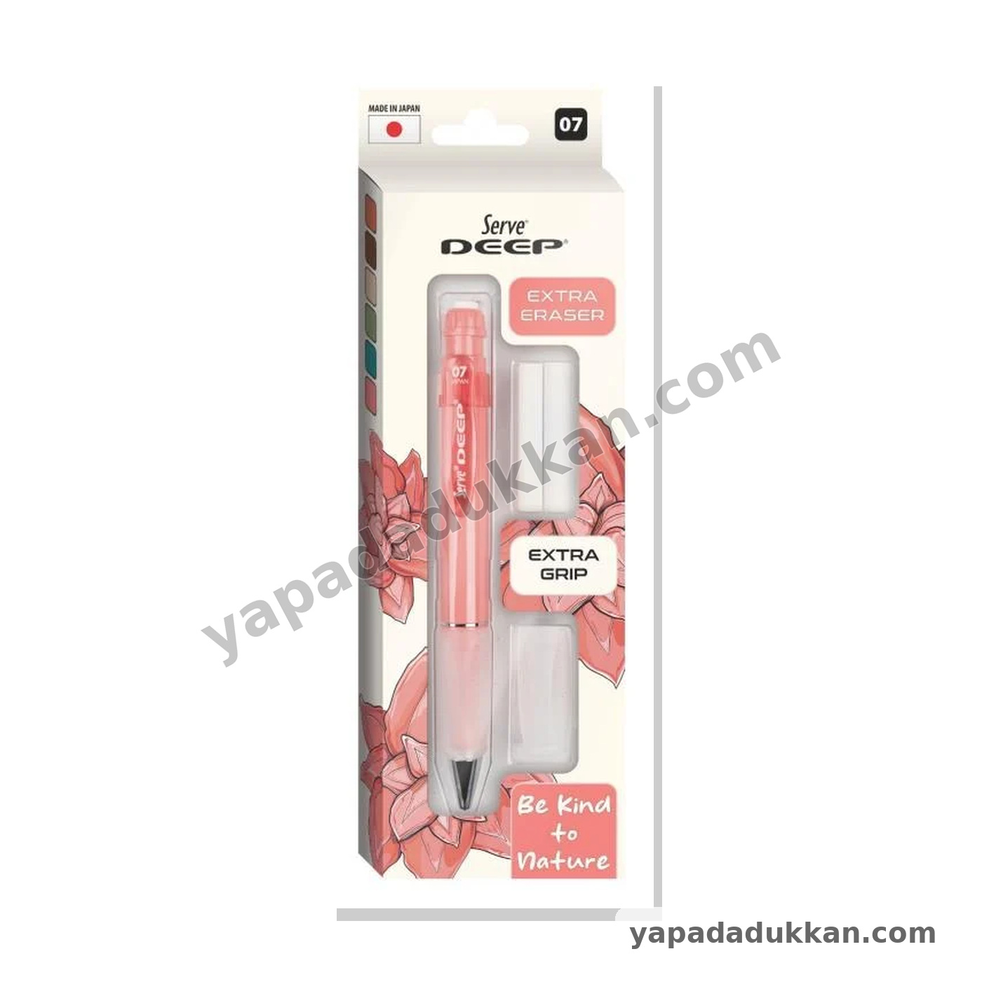 Serve Deep Toprak Tonları 0.7 mm Versatil Kalem + Grip + Silgi Yedekli 3’lü Set – Mercan