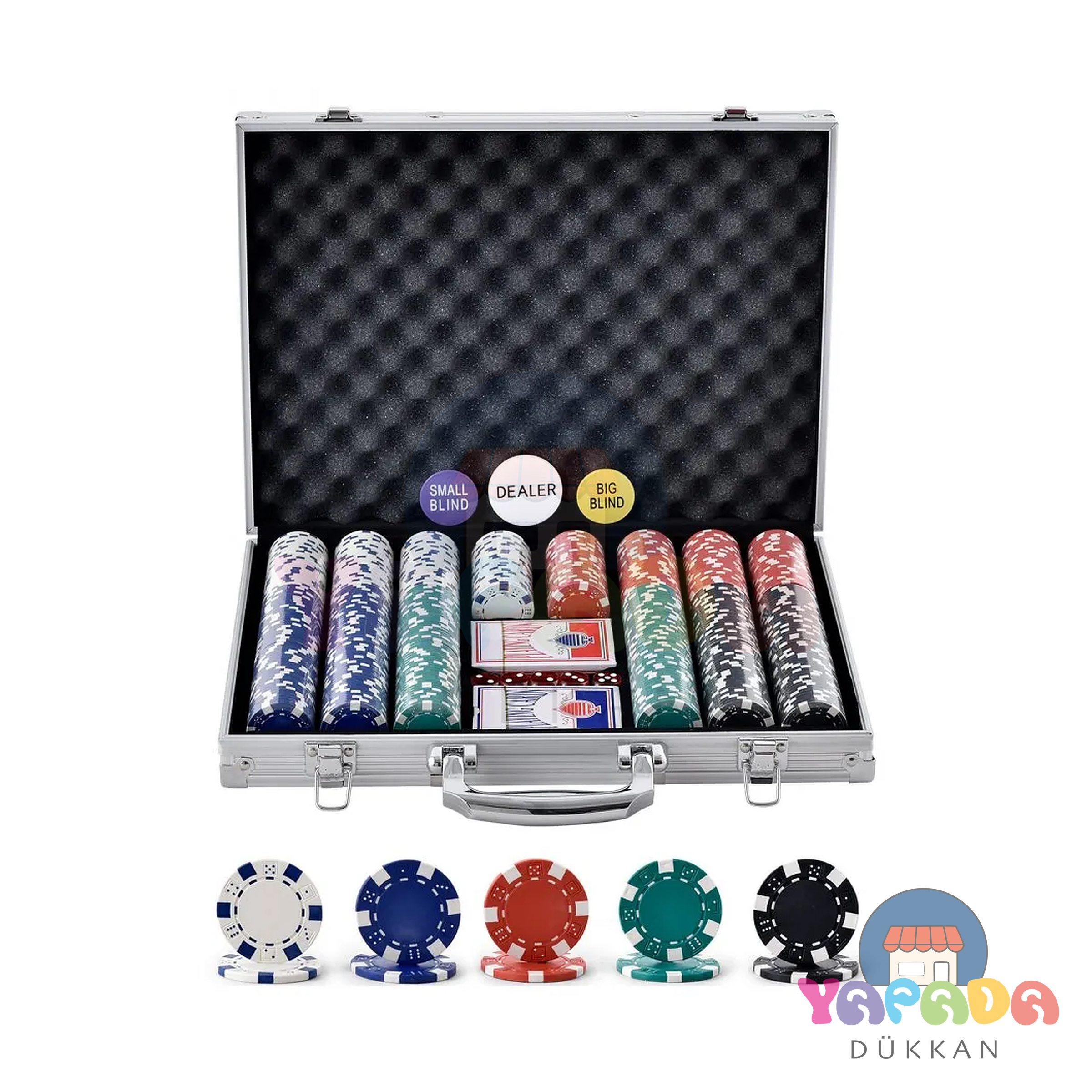 Metal Kutulu 500 Chip Ve 2 Adet İskambil Kağit Setine Sahip Poker Oyunu Alk3540