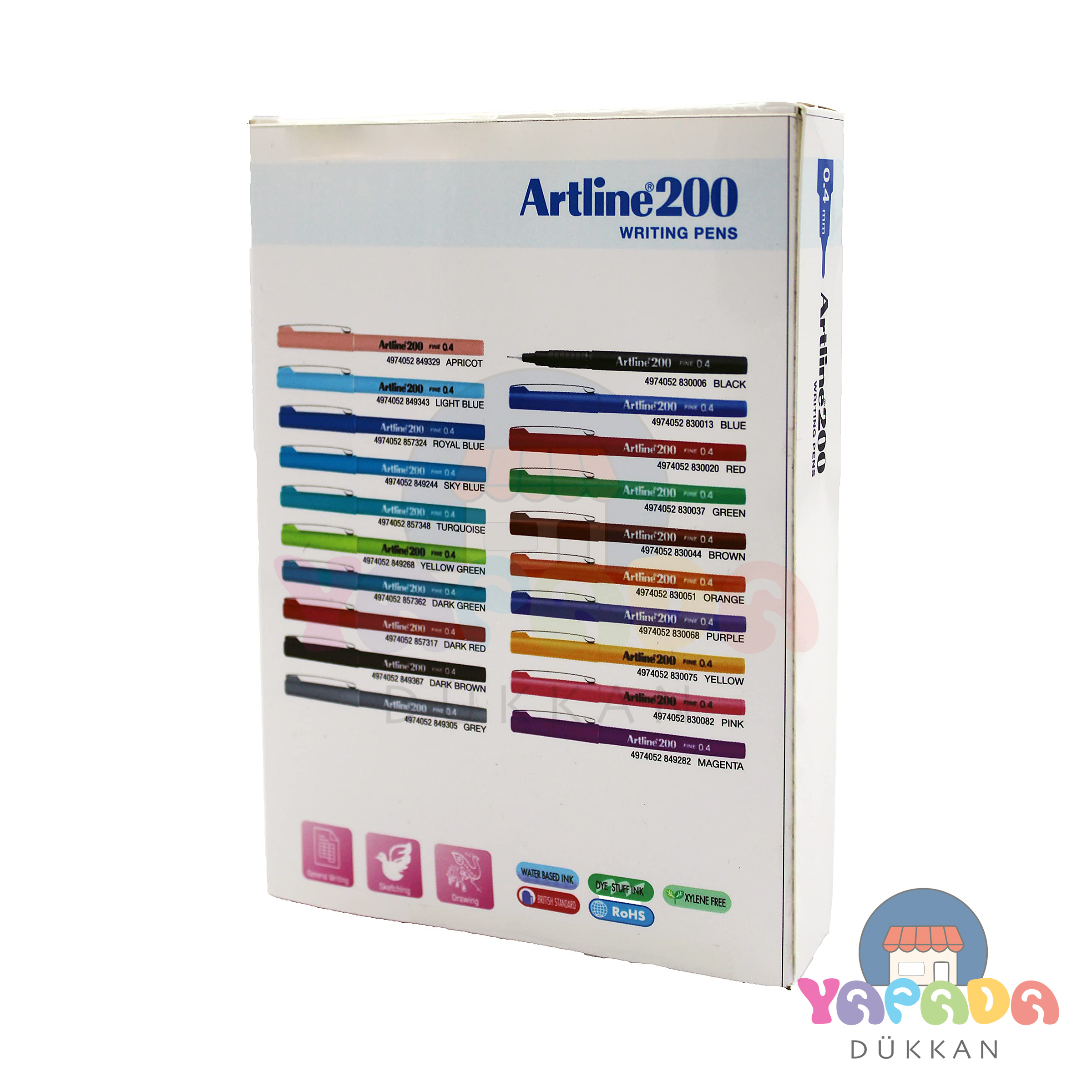 Artline 200 Fineliner Kalem 0.4 mm Gri