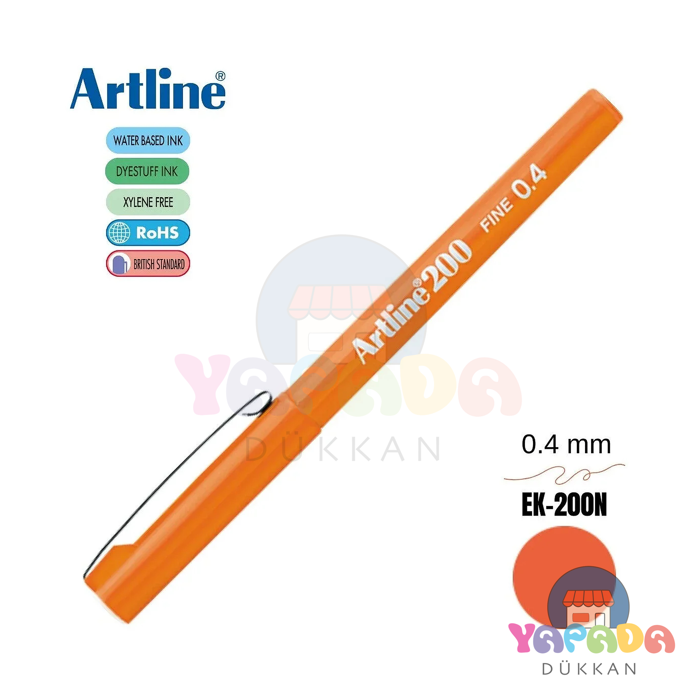 Artline 200 Fineliner Kalem 0.4 mm Mavi