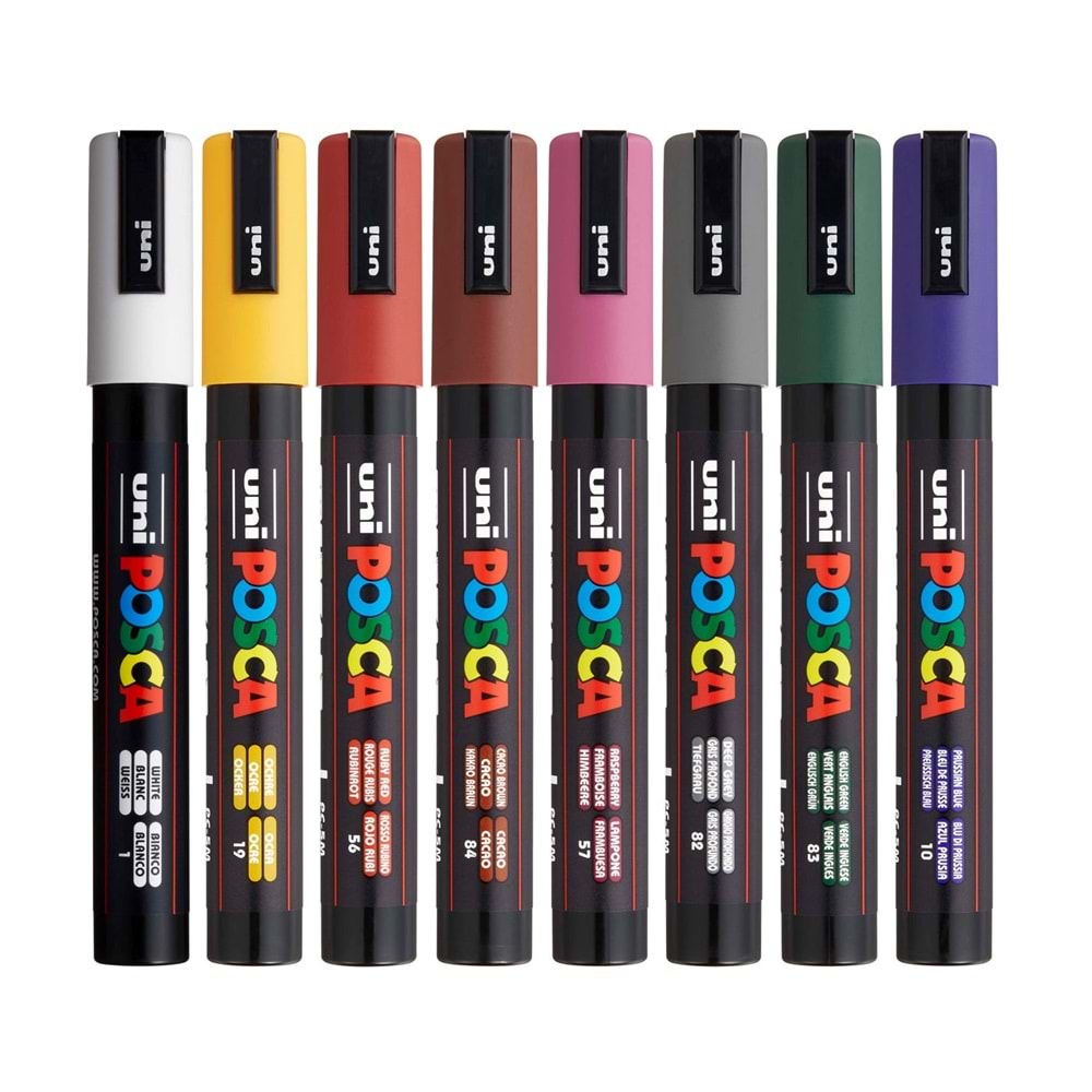 Uni Posca Akrilik Marker Seti 8'li Koyu Renk / 1.8-2.5 mm