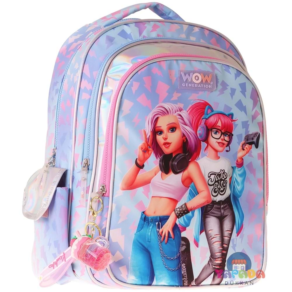 Wow Generation W6039 Pembe Üç Bölmeli İlkokul ve Günlük Sırt Çantası