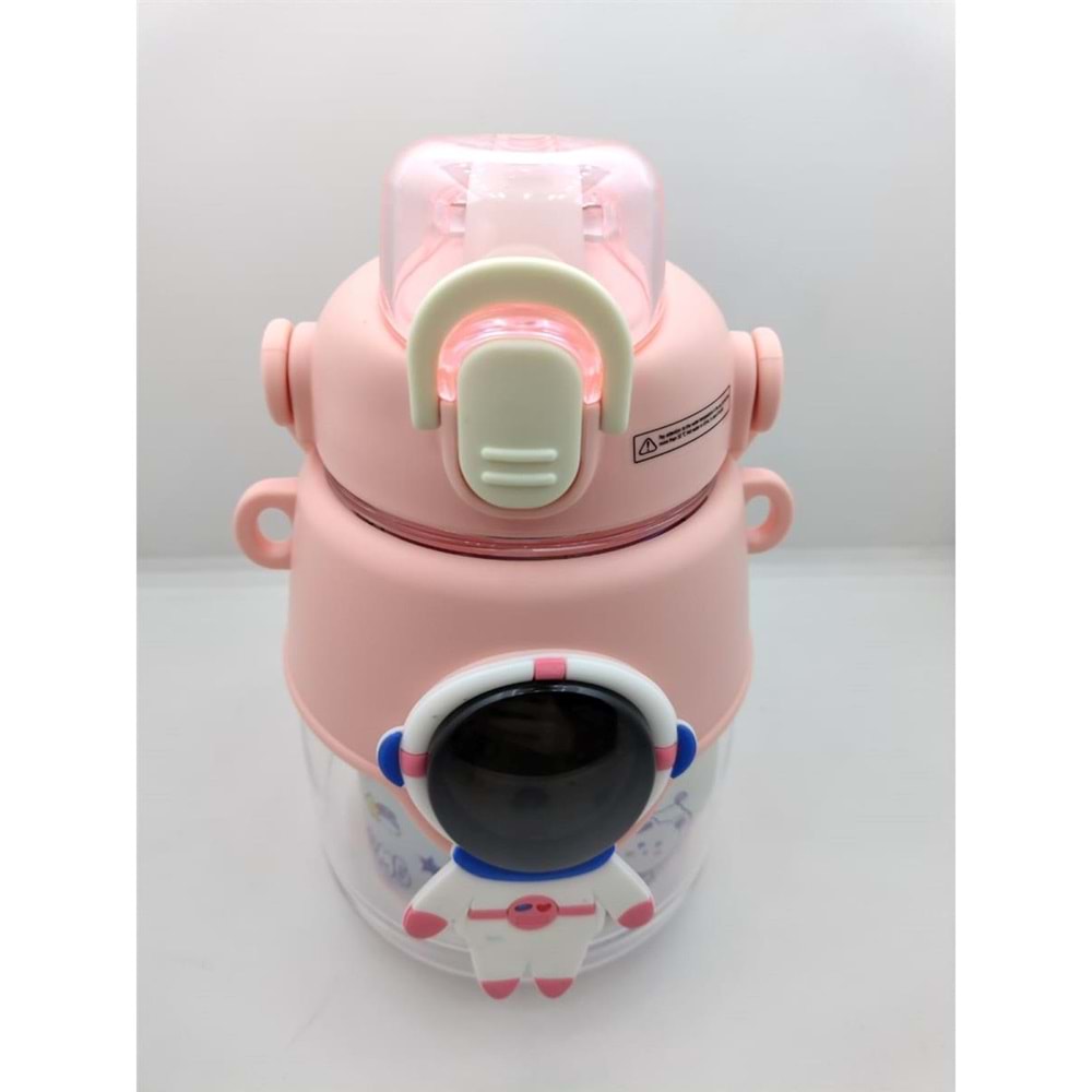 Vagonlife 1250 ml Pipetli Tritan Astronot Pembe Su Matarası VGN6276