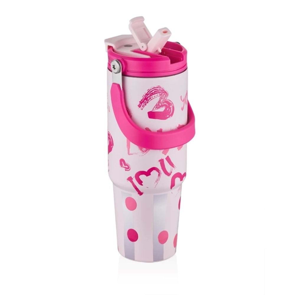 VagonLife 900 Ml Paslanmaz Çelik Termos Kuluplu Açık Pembe VGN-8137