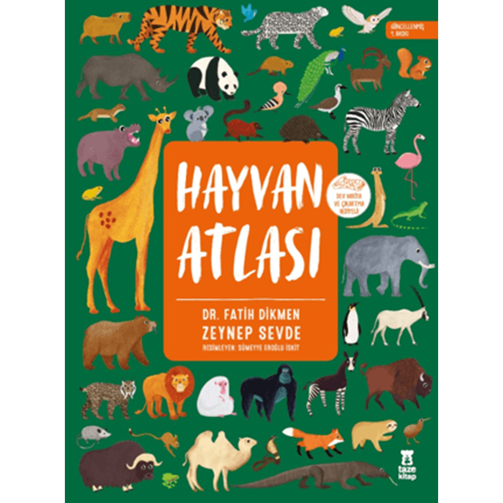 Hayvan Atlası Dünya Haritası ve Çıkartma Hediyeli - Fatih Dikmen , Zeynep Sevde - Taze Kitap
