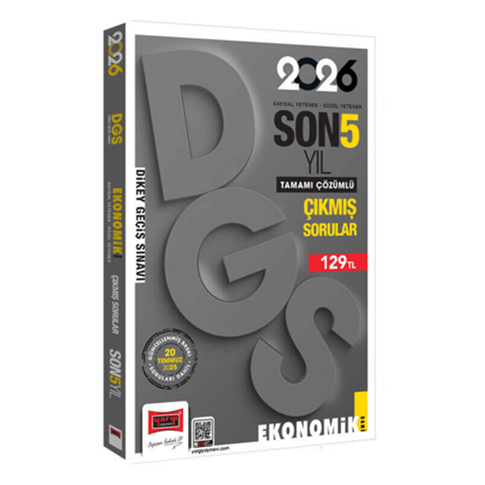 Yargı Yayınları 2026 DGS Sayısal-Sözel Yetenek Son 5 Yıl Çıkmış Sorular (Ekonomik Baskı) - Kolektif - Yargı Yayınevi