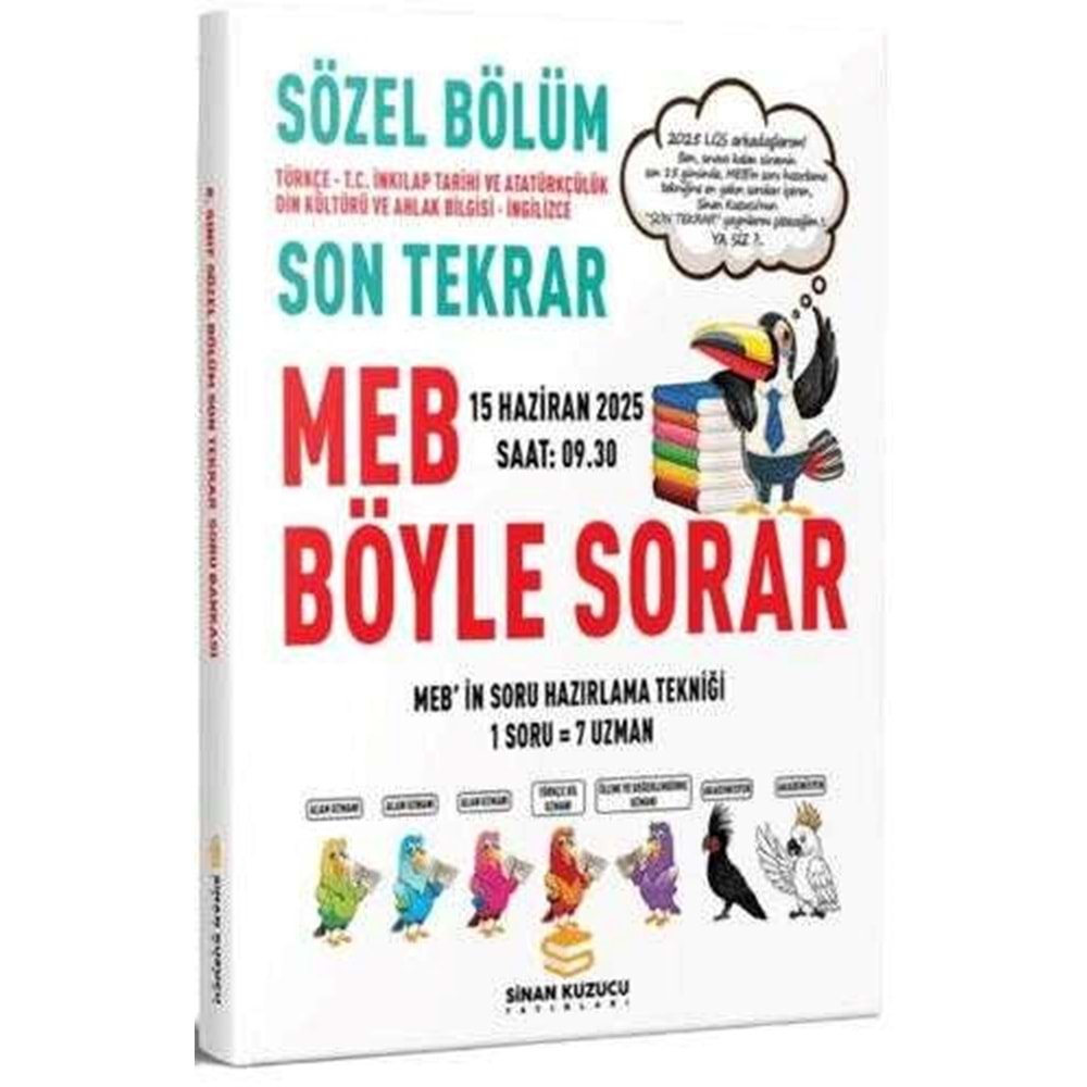 Sinan Kuzucu Yayınları 2025 LGS Son Tekrar Sözel Soru Bankası