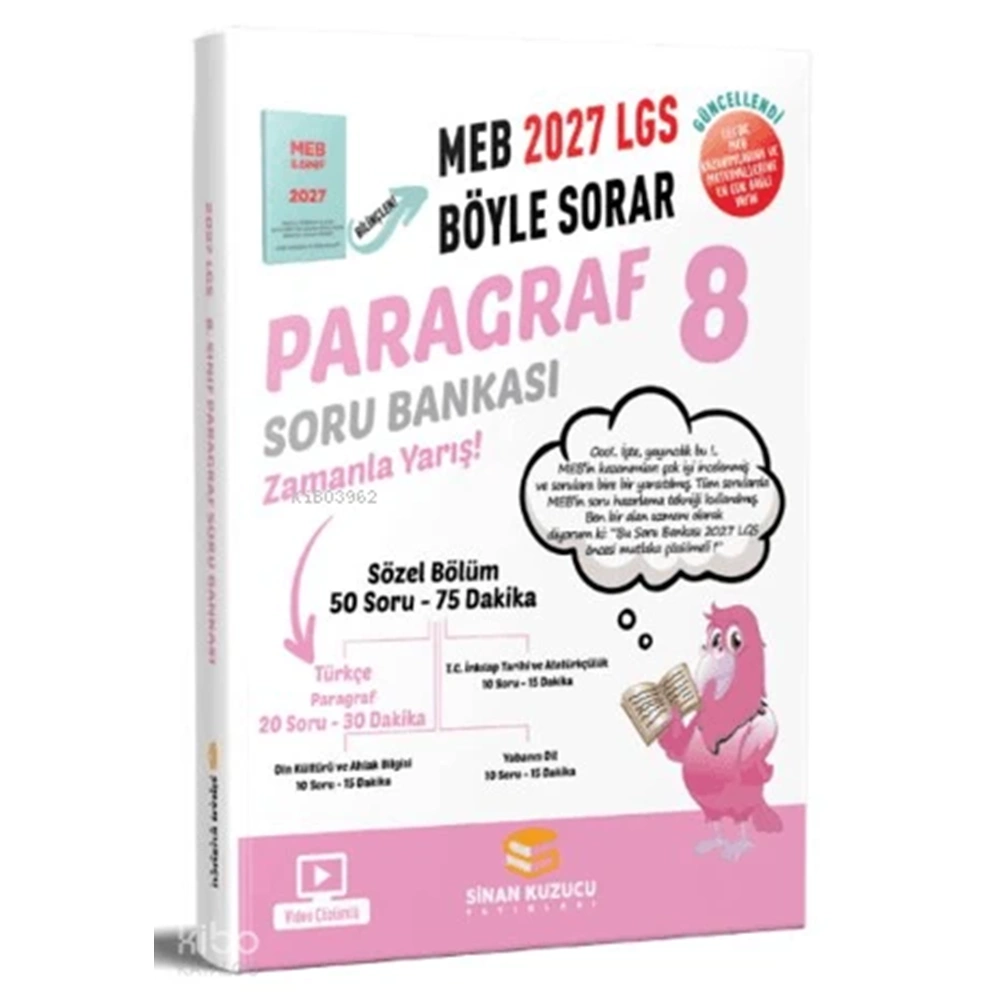 Sinan Kuzucu Yayınları 8. Sınıf LGS Paragraf Soru Bankası