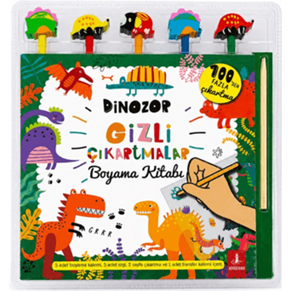 Dinozor Gizli Çıkartmalar Boyama Kitabı - Kolektif - Büyülü Fener Yayınları