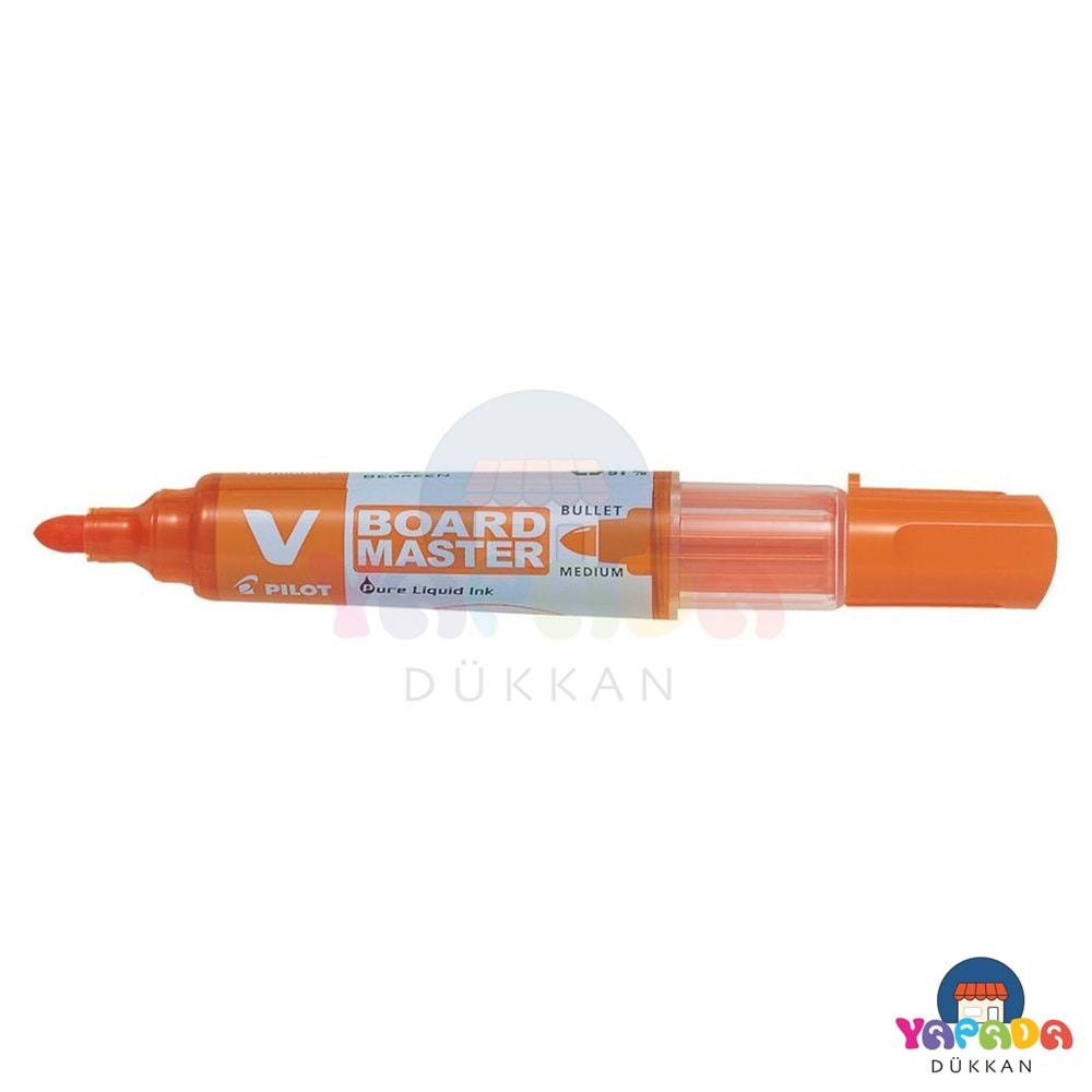 Pilot V-Board Master WBMA-VBM-M Turuncu Yuvarlak Uçlu 2,3 mm Çizgi Genişlikli Kartuşla Doldurulabilir Beyaz Tahta Kalemi