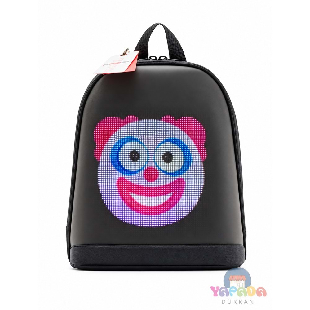 Jarmend T7-01 Zıpır Siyah 26 x 11 x 30 cm Oxford Kumaş-Naylon Bluetooth Kontrollü 64 x 64 Piksel LED Ekranlı Akıllı Sırt Çantası