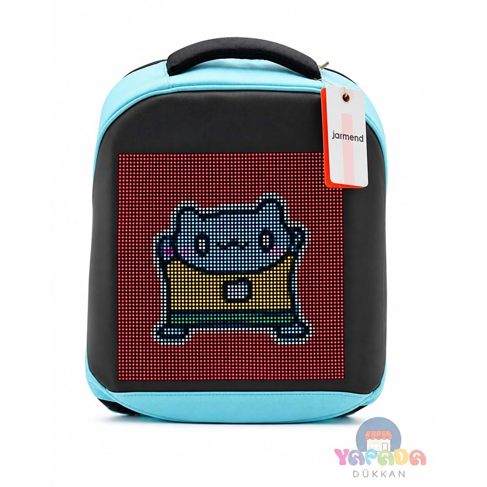Jarmend T3-03 Haylaz Mavi 31,2 x 42 x 16 cm Oxford Kumaş-Naylon Bluetooth Kontrollü 64 x 64 Piksel LED Ekranlı Akıllı Sırt Çantası