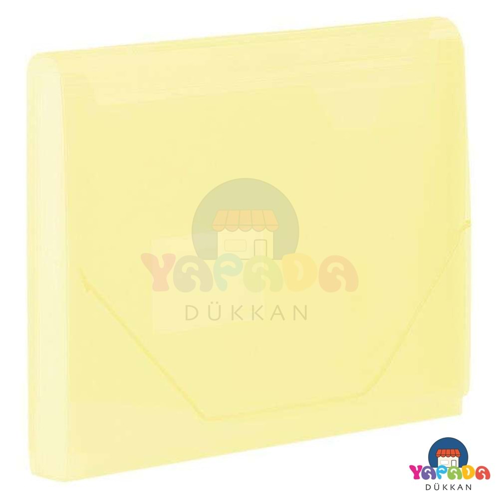 Kraf F4302 A4 13 Cepli Lastikli PP Körüklü Dosya - Sarı
