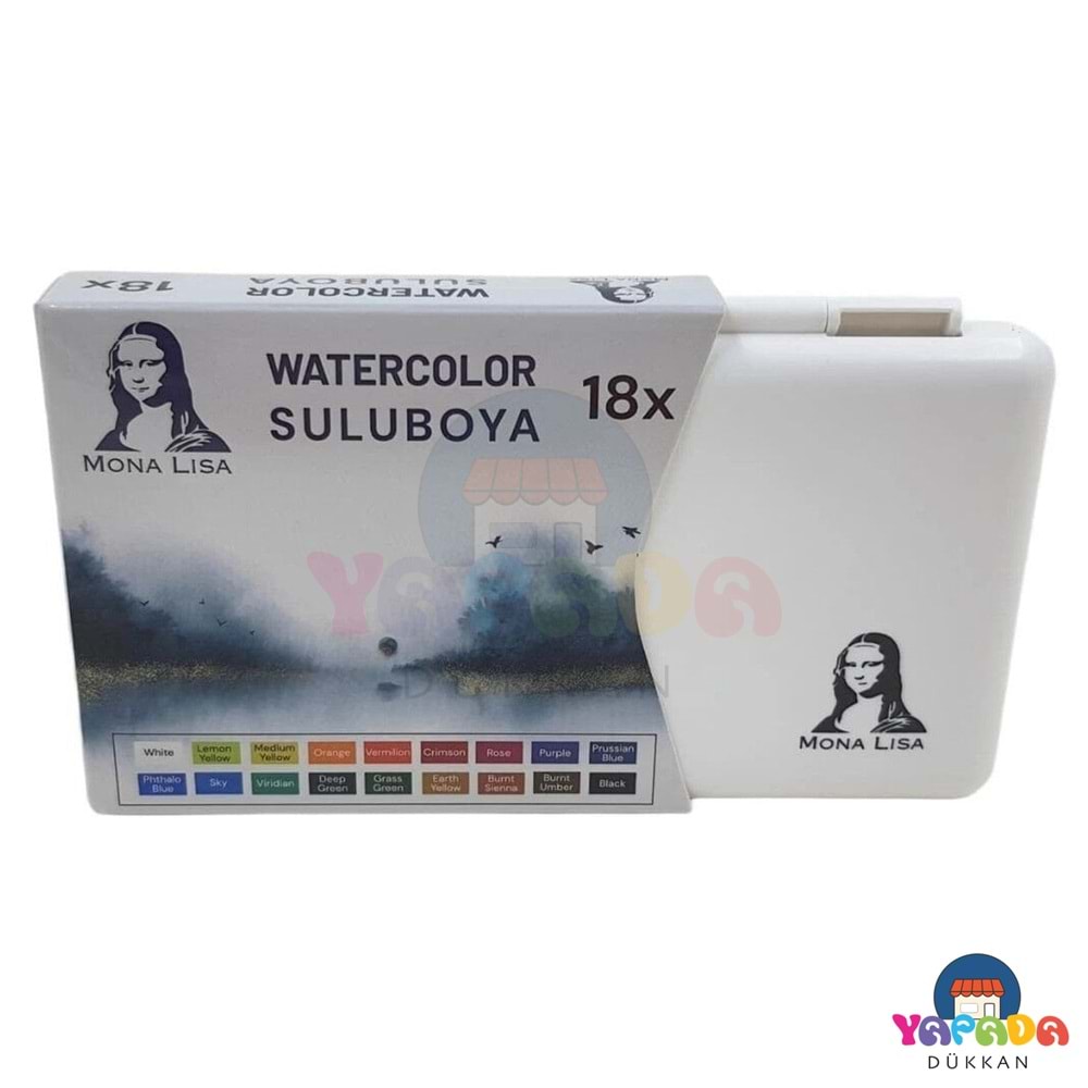 Südor Mona Lisa Profesyonel 18 Renk Tablet Sulu Boya Seti - Beyaz Plastik Kutu