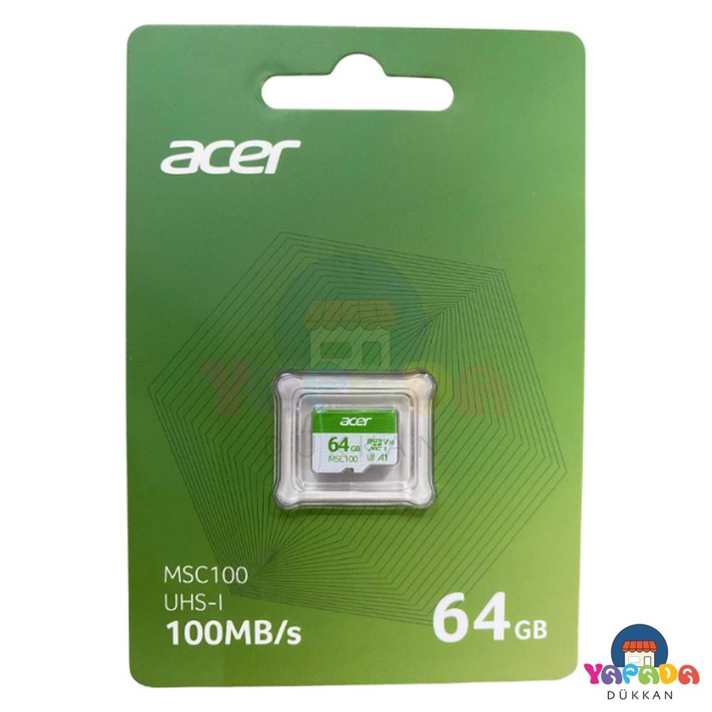 Acer MSC100 64 GB UHS-I U3 V30 A1 100 MB/sn microSD Hafıza Kartı
