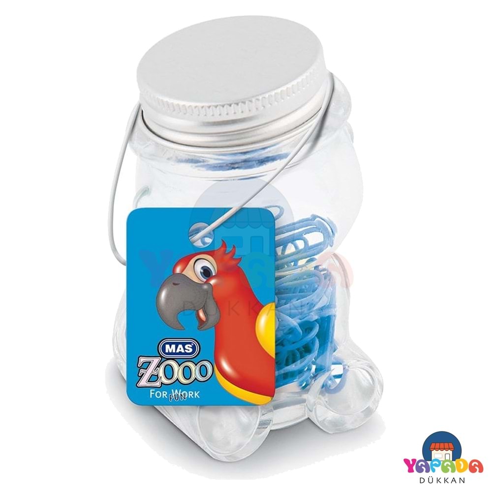 MAS Zooo 618 No:2 25 mm Mavi 140'lı Plastik Kaplı Ataş – Cam Kavanoz