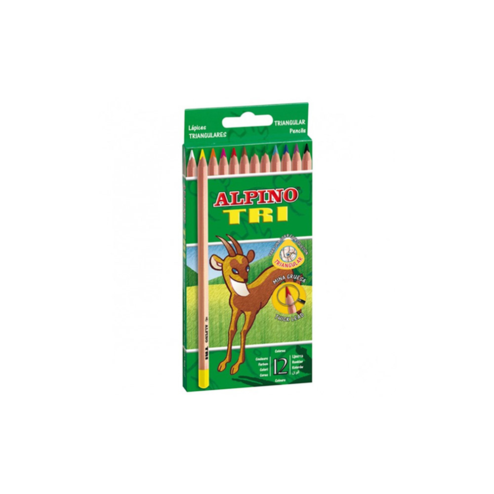 Alpino Tri Üçgen Kuru Boya 12 Renk Naturel Gövde