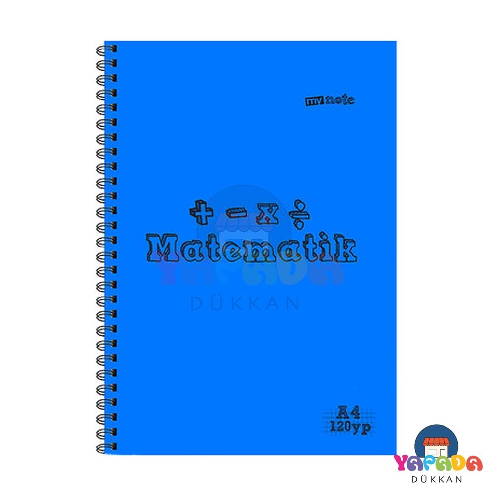MyNote Matematik PP Kapak Spiralli A4 120 Yaprak Kareli Defter Karma Renk 8690345763894