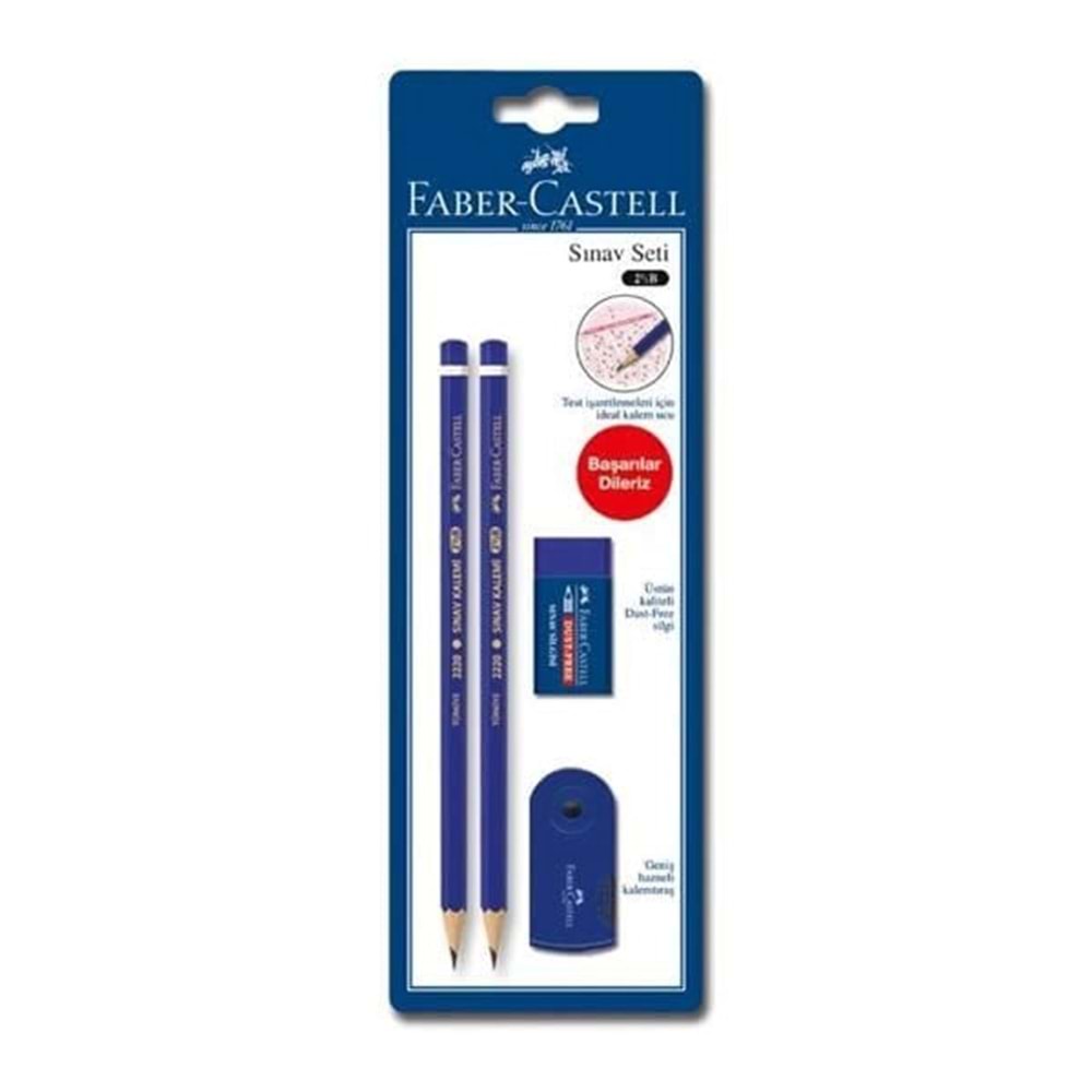 Faber-Castell 8003 2 Adet 2,5B Kalem, Dust-Free Silgi ve Hazneli Kalemtıraşlı Sınav Seti 5508003000000