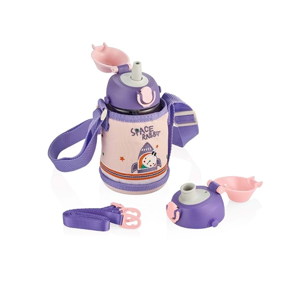 Vagonlife Uzspace 480 Ml Kılıflı Yedek Kapaklı Tritan Su Matarası Kırmızı-Yeşil Vgn-2011