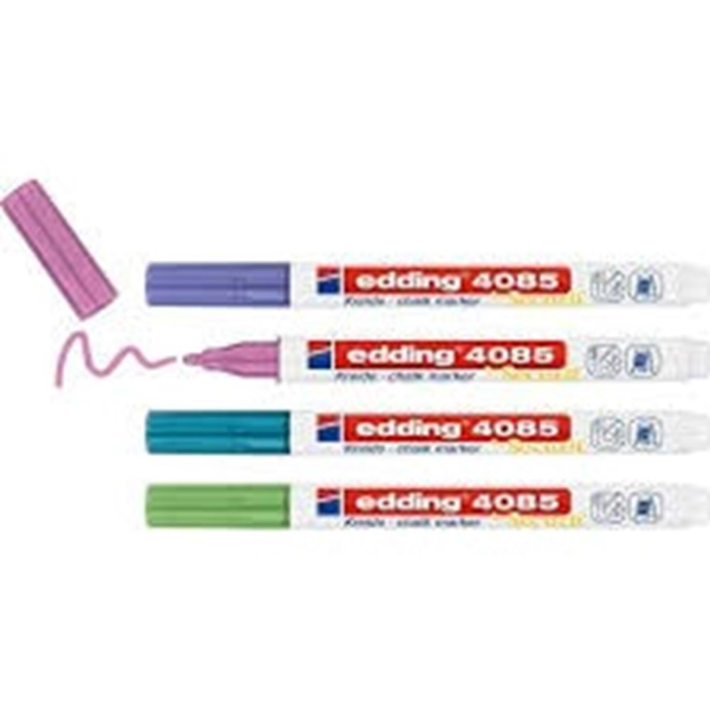 Edding 4085 Cam ve Tebeşir Kalemi 4lü Blisterli Set Metalik Renkler