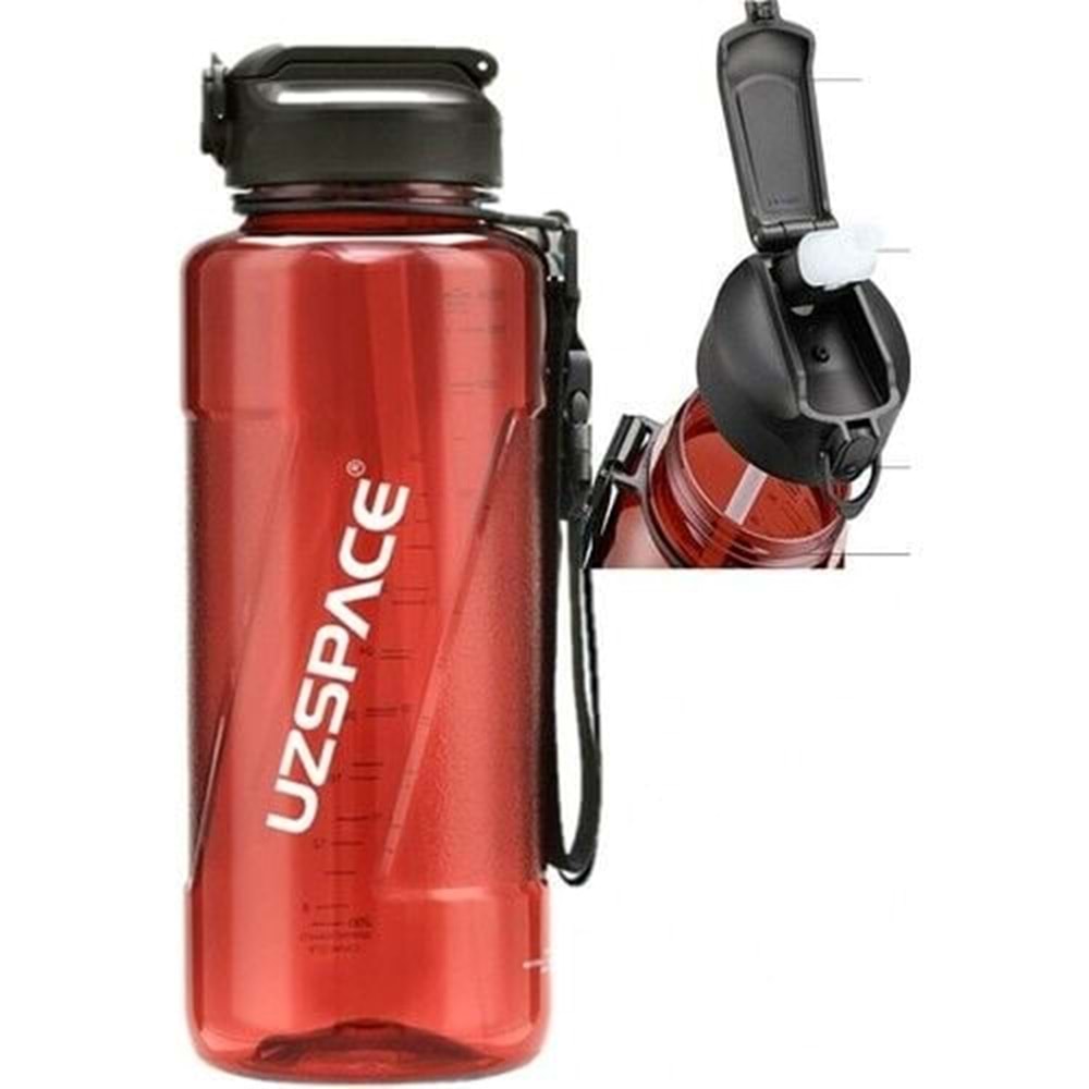 Uzspace 1500 Ml Pipetli Tritan Su Matarası 6058 Kırmızı