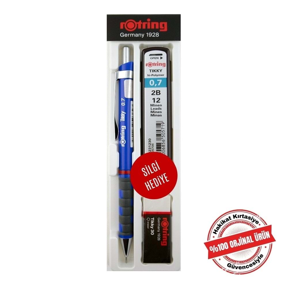 Rotring Tikky Min Silgi 3'lü Okul Seti- 0.7 Mavi