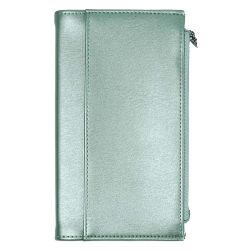 Victoria's Journals Zipco 9.6x16.6 96 Yaprak Çizgili Defter Metalik Yeşil