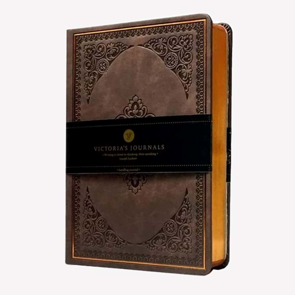 Victoria's Journals Vintage Old Book Çizgili Defter Mat Kahverengi 1186