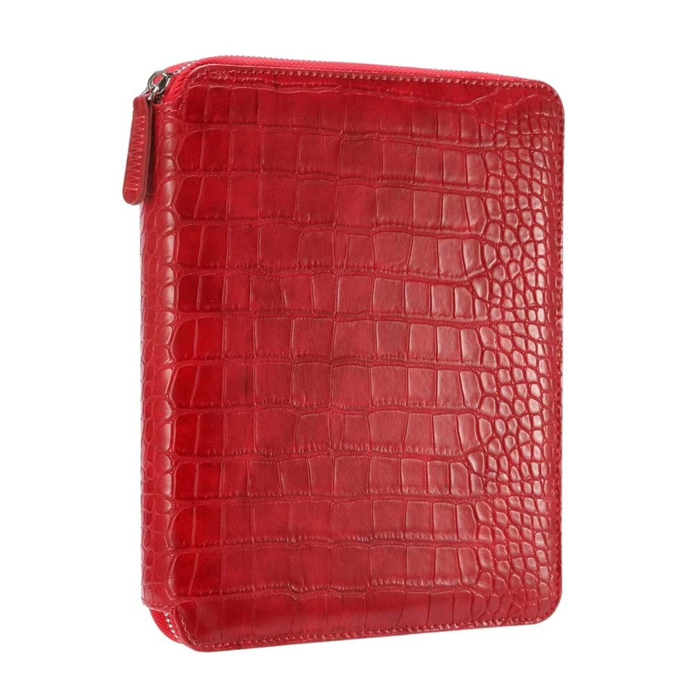 Victoria's Journals Croco Zipper Folder Organizer-Defter 14.8x21 cm 120 gr. 80 yp.Nkt . Kırmızı