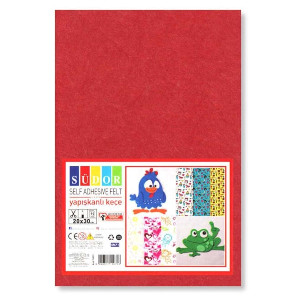 Südor Yapışkanlı Keçe 20x30 cm 10'lu Karışık Renkler SK33