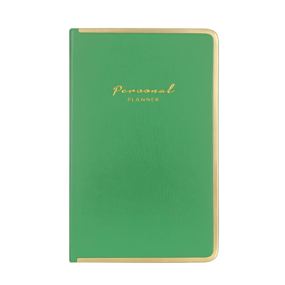 Victorias Journals Monaco Vegan Deri Sert Kapak 100gr 96 Yaprak 13x21Kenar Altın Demir ve Altın Yaldız Çizgili Yeşil