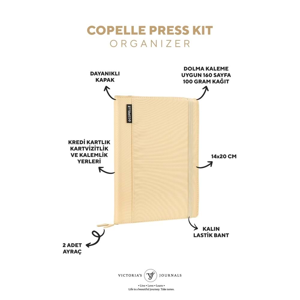 Victoria's Journals Copelle Press Kit Defter 14.8x21 cm 100 gr. 80 Yaprak Çizgili Krem