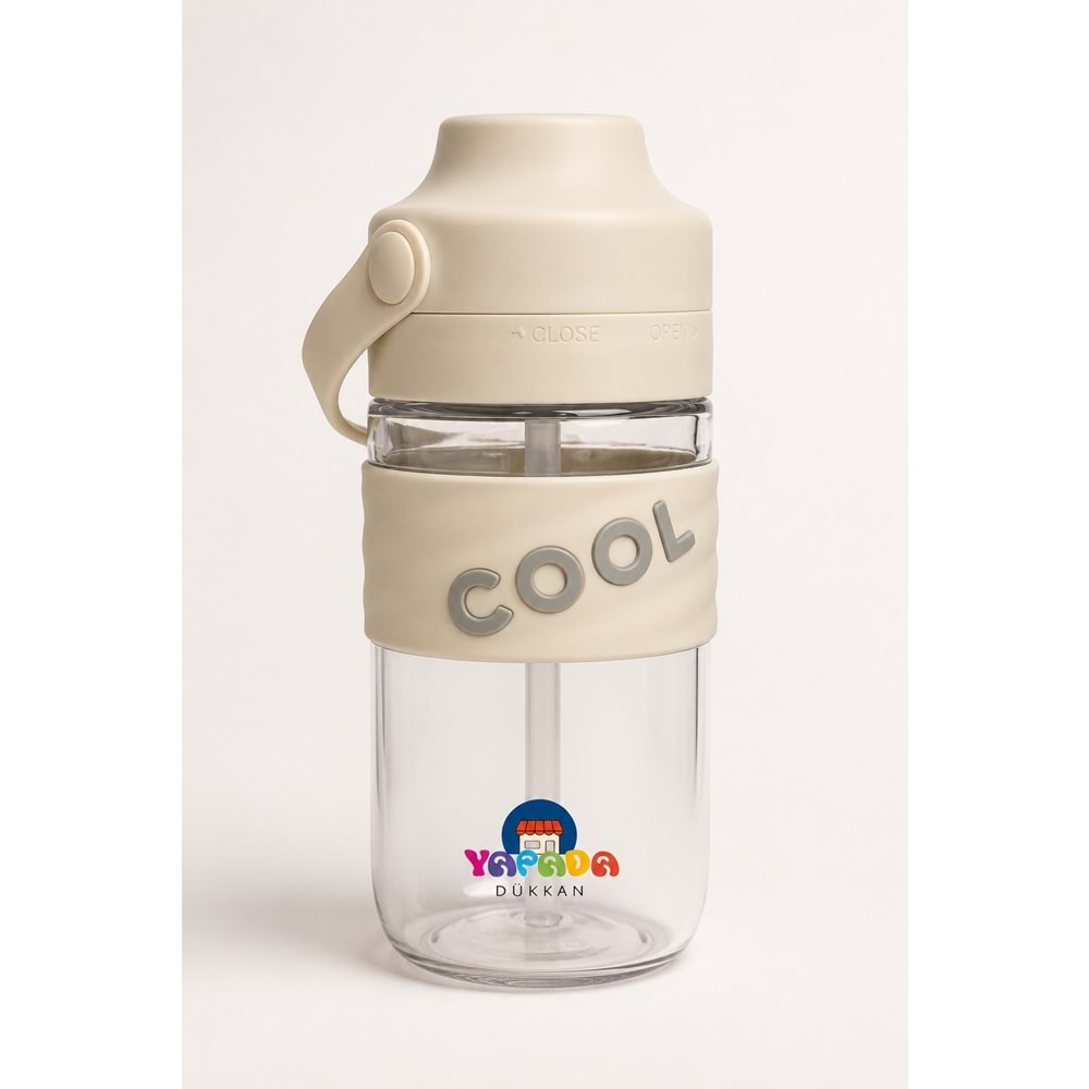 Vagonlife TKK 550 Ml. Pipetli Tritan Su Matarası T-1017 Cool Beyaz