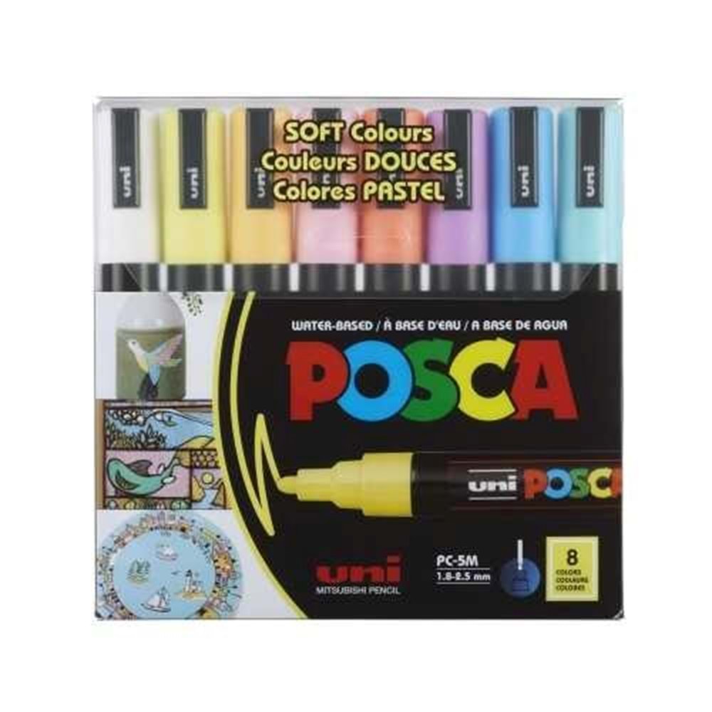 Uni Posca Akrilik Marker Seti 8'li Sotf Renk / 1.8-2.5 mm