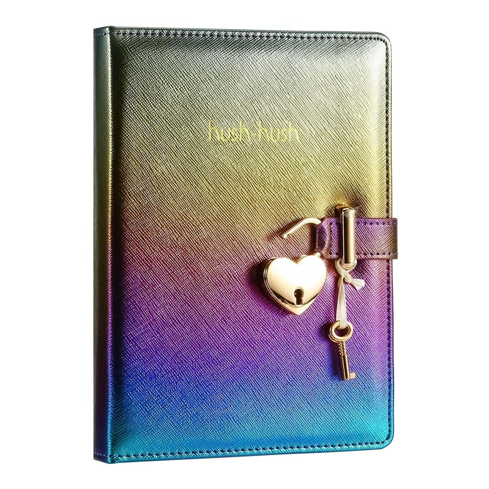 Victoria's Journals Hush Hush Kilitli Metalik Defter Kutulu 80 gr 160yp Çizgili Lila