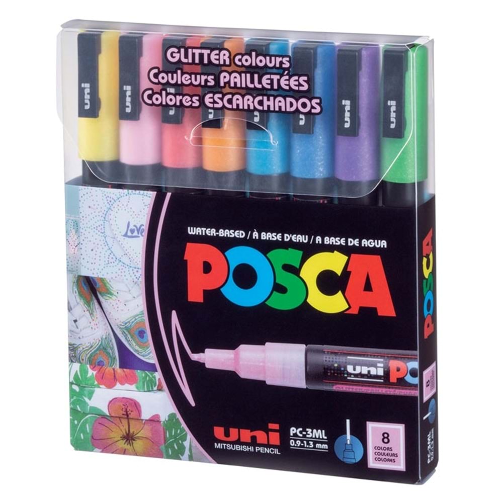 Uni Posca Akrilik Marker Seti 8'li Simli / 0.9-1.3 mm