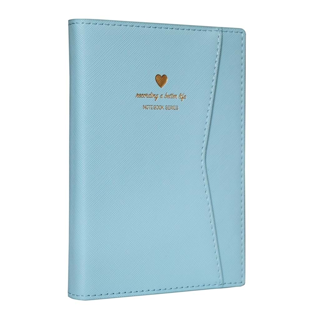Victoria's Journals Geçmeli ve Cepli Defter A5 Ivory 80 gr 128 yp Çizgili Pastel Mavi
