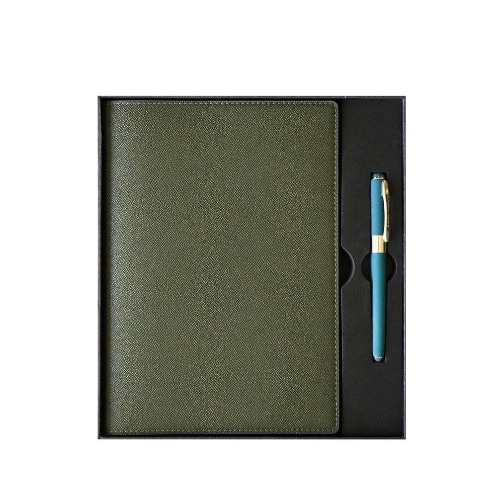Victoria's Journals Kutulu Yönetici Defteri 19X25 Cm 100 Gr. Ivory 96 Yp. + Monaco Kalemli Haki