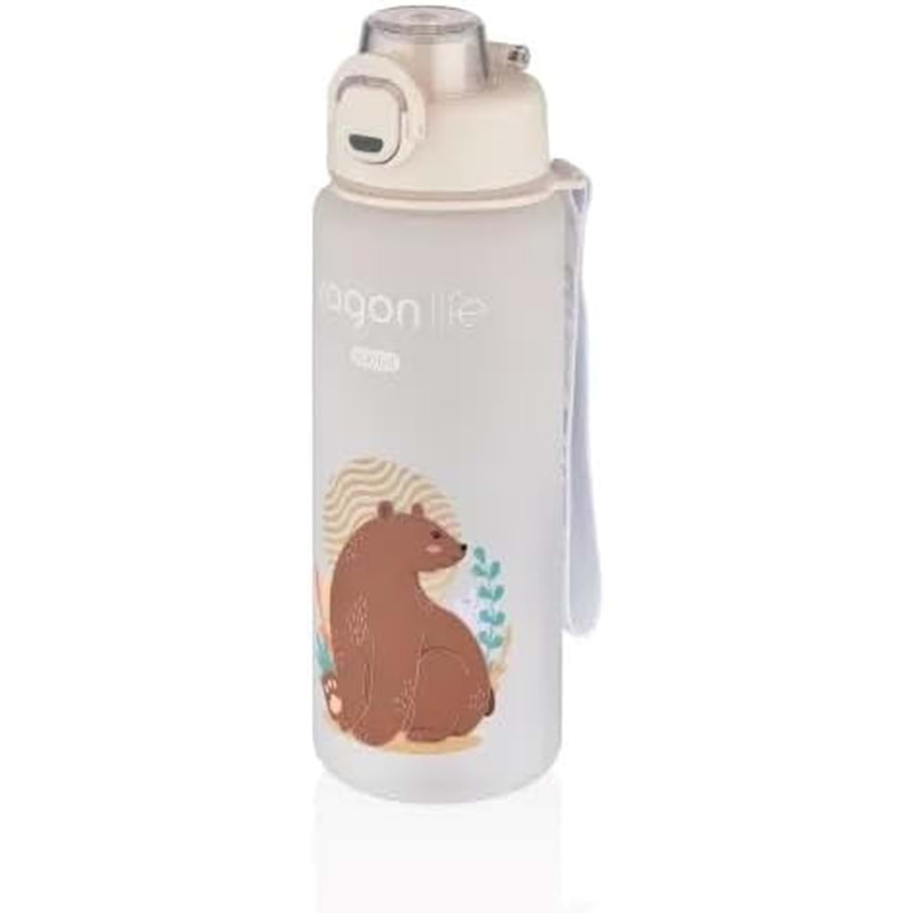 Vagonlife 800 ml Plastik Su Matarası Beyaz VGN-2352