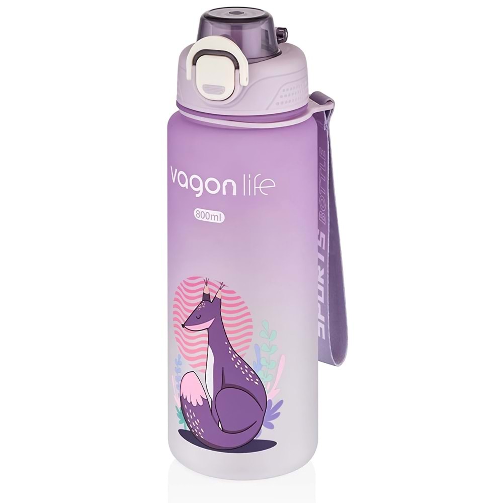 Vagonlife 800 ml Plastik Su Matarası Mor VGN-2352