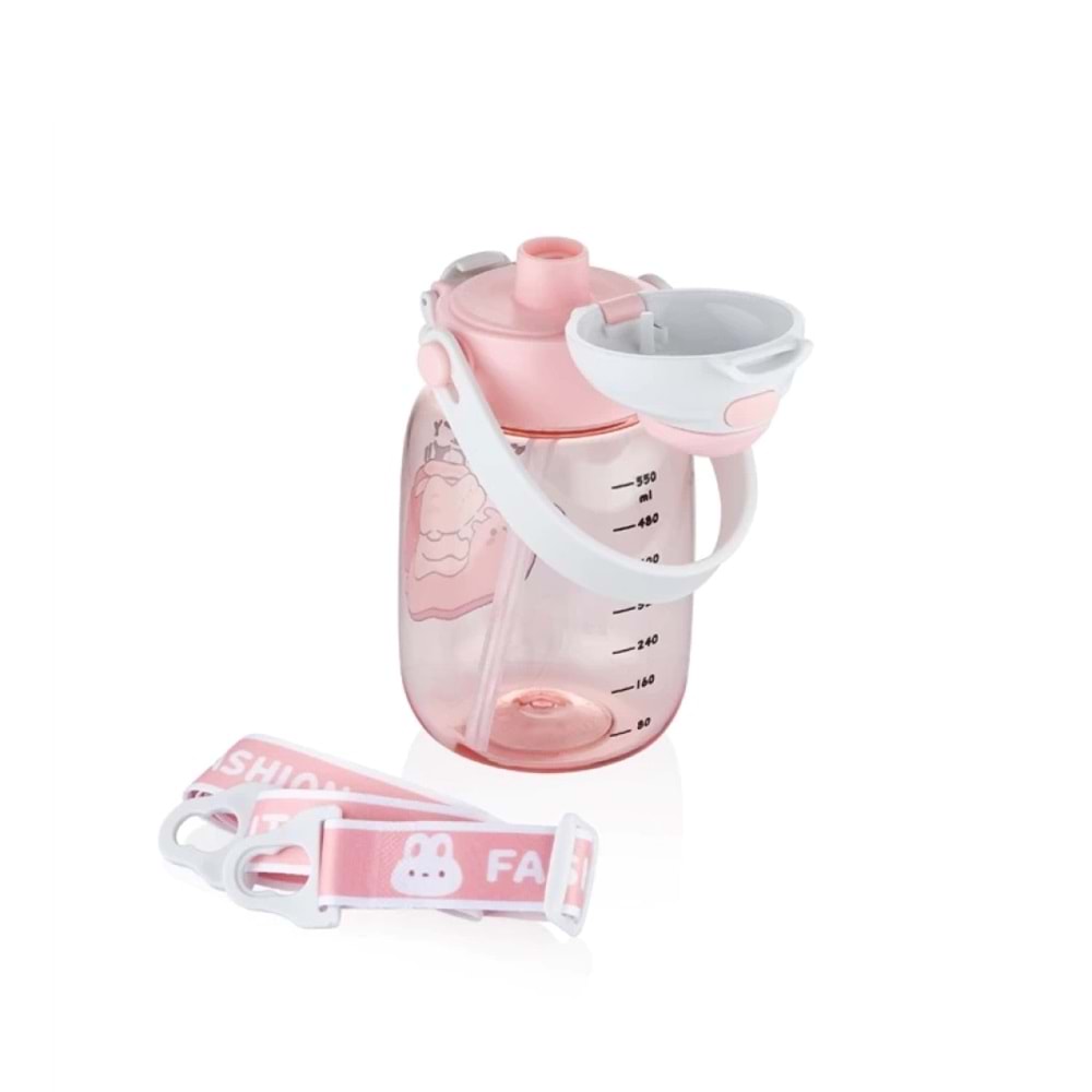 Vagonlife 600 ml Plastik Su Matarası Pembe VGN-2028