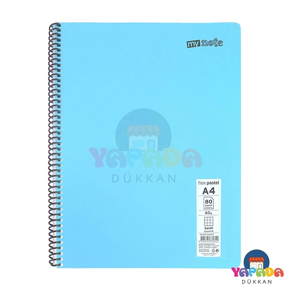MyNote Flex Pastel PP Kapak Spiralli A4 72 Yaprak Çizgisiz Defter Pastel Karma Renk MFXPA-A472-ÇZ
