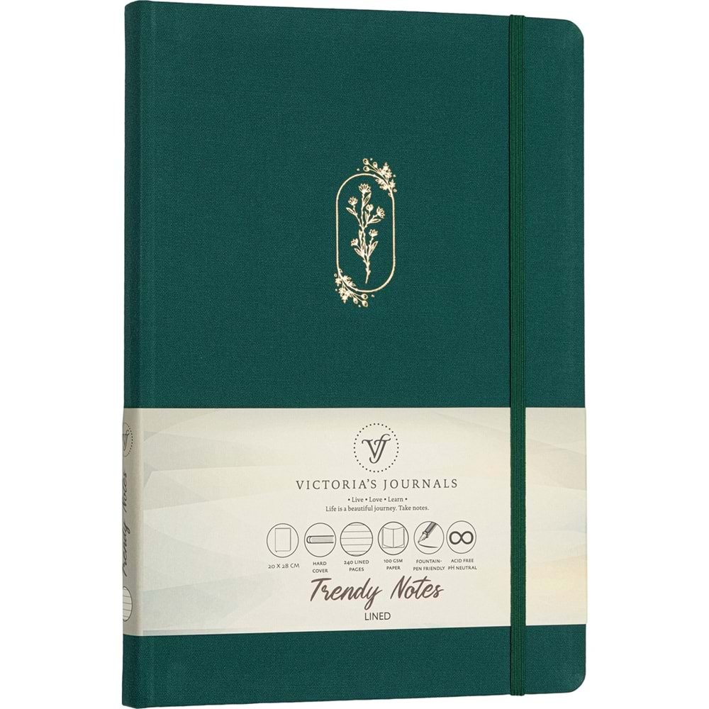 Victoria'S Journals Canvas Sert Kapak 120 Yp Defter Yeşil
