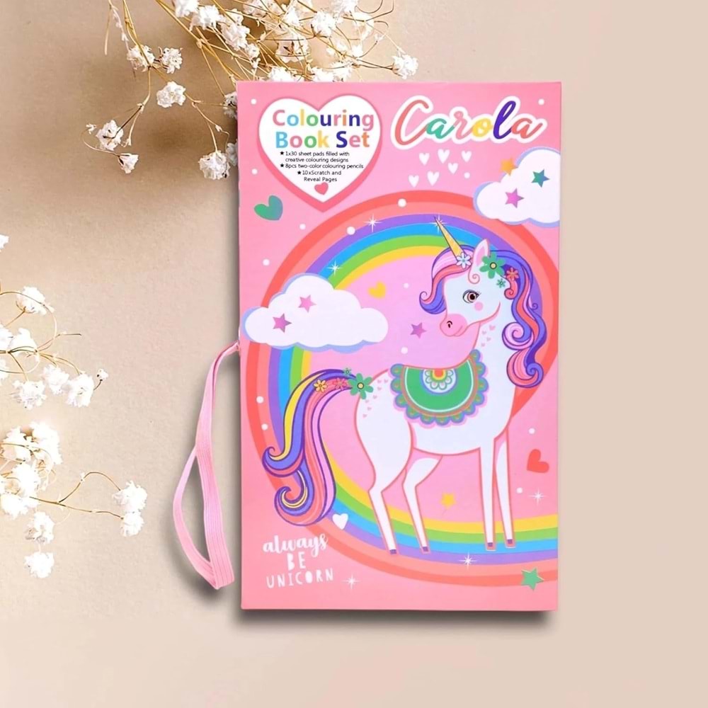 Taros Çocuklar için Seyahat Boy Boyama ve Çizim Defteri Seti Unicorn