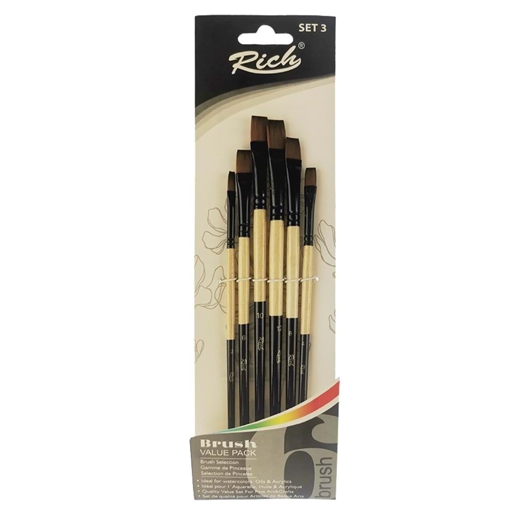 Rich Düz Fırça Seti 6'Lı Fırça Brush Value Pack